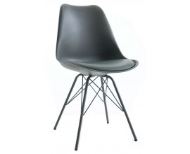 Dizajnová sivá jedálenská stolička Scandinavia s čalúnením z eko-kože 85 cm