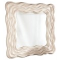 Art deco štvorcové zrkadlo s vlnitým rámom v krémovej farbe