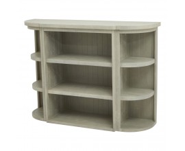 Luxusná vidiecka sivá zaoblená knižnica Alder z masívneho dreva s tromi policami a dekoračnou vrchnou doskou 153 cm