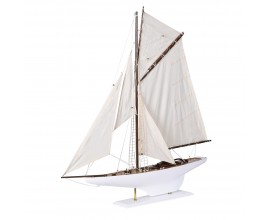 Koloniálna drevená dekorácia námornej plachetnicovej lode Marina v bielej farbe 98 cm