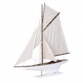 Koloniálna drevená dekorácia námornej plachetnicovej lode Marina v bielej farbe 98 cm