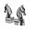 Glamour sada kovových strieborných zarážok na knihy Equus s dekorom konských hláv 22 cm