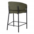 Moderná barová stolička Liora s olivovo zeleným bouclé poťahom a čiernou kovovou konštrukciou 95 cm