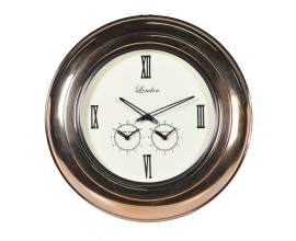 Art deco nástenné hodiny Globe s bronzovým rámom s tromi ciferníkmi pre svetový čas 53 cm