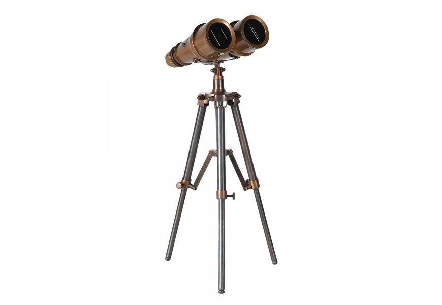 Vintage dekorácia ďalekohľadu See s kovovým bronzovým povrchom na trojnožkovom stojane