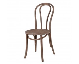 Klasická jedálenská stolička Classic z masívneho topoľového dreva v hnedej farbe s okrúhlym sedadlom a ohýbaným operadlom