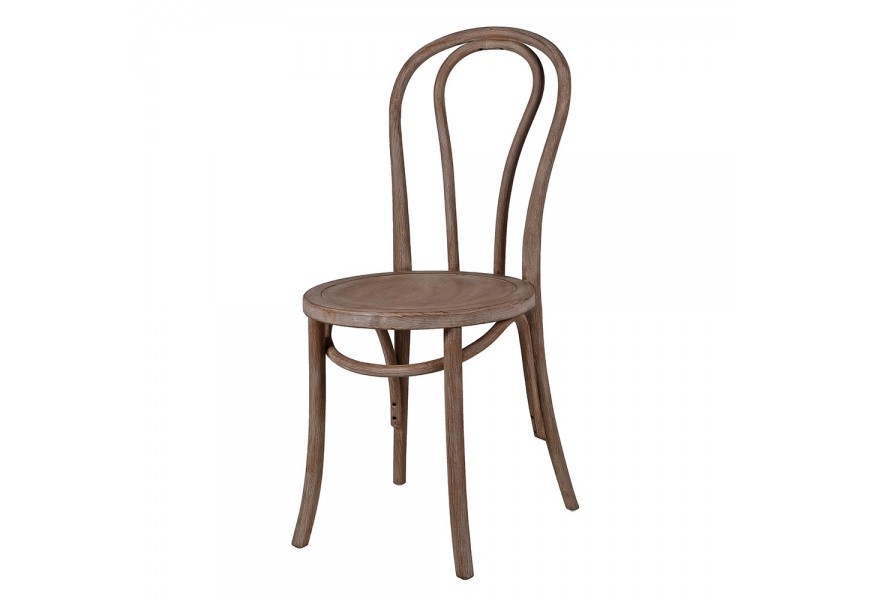 Klasická jedálenská stolička Classic z masívneho topoľového dreva v hnedej farbe s okrúhlym sedadlom a ohýbaným operadlom
