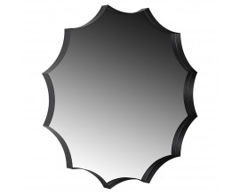 Art deco závesné zrkadlo Zara v čiernom kovovom ráme v tvare hviezdy so špicatými okrajmi s dvanástimi cípmi