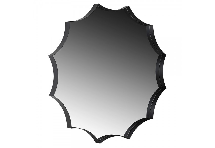 Art deco závesné zrkadlo Zara v čiernom kovovom ráme v tvare hviezdy so špicatými okrajmi s dvanástimi cípmi