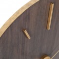Moderné okrúhle nástenné hodiny Tempo z tmavého dreva so zlatými kovovými detailmi 90 cm