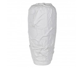 Moderná vysoká biela porcelánová váza Crumple s efektom pokrčeného papiera 56 cm