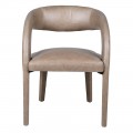 Moderná atypická jedálenská stolička Leslie s béžovým koženým poťahom a oblými tvarovanými nožičkami 80 cm