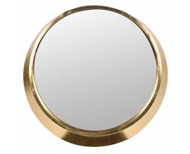 Dizajnové glamour zlaté nástenné okrúhle zrkadlo Solea s atypickým rámom z kovovým dizajnom v zlatej farbe s lesklým povrchom