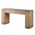 Vidiecky obdĺžnikový béžový konzolový stolík Fermont z recyklovaného masívneho dreva s patinovaným povrchom s dvomi kvádrovými nožičkami