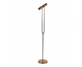 Luxusná glamour stojaca lampa Savera v zlatom prevedení s minimalistickým valcovitým kovovým tienidlom 147 cm