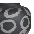 Dizajnová moderná porcelánová váza Loop v čiernej farbe s dekoratívnymi kružnicami v sivej farbe 36 cm