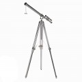 Luxusná dizajnová strieborná dekorácia teleskop Stellar s trojnožkovou kovovou podstavou 163 cm