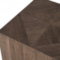 Luxusný moderný štvorcový príručný stolík Rogi s geometrickou mozaikou z recyklovaného dreva v naturálnej hnedej farbe 55 cm