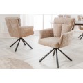 Dizajnová retro otočná stolička Dover s prešívaným čalúnením v béžovo sivej farbe 92 cm