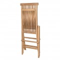 Dizajnová masívna skladacia záhradná stolička Maluku so svetlohnedého teakového dreva s lamelovou výplňou 100 cm