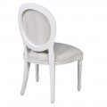 Luxusná zámocká detská stolička Mackly v bielej farbe s textilným čalúnením a vyrezávaným zdobením 77 cm