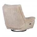 Luxusné moderné krémové polohovateľné kreslo Lazzaro s kožušinovým poťahom a kovovou podstavou 104 cm