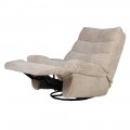 Luxusné moderné krémové polohovateľné kreslo Lazzaro s kožušinovým poťahom a kovovou podstavou 104 cm