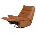 Luxusné moderné polohovateľné kožené kreslo Lazzaro v hnedej farbe s kovovou podstavou 104 cm