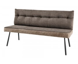 Industriálna moderná hnedá obdlžniková trojmiestna sedačka Harlow s čiernymi kovovými nožičkami a mäkkým čalúneným vankúšom na operadle so zamatovým a textilným zamatom