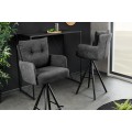 Industriálna otočná barová stolička Dover s tmavosivým hladkým textilným a zamatovým povrchom s čiernymi nožičkami 110 cm