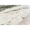 Luxusný moderný keramický rozkladací jedálenský stôl Hoal so sivým a bielym mramorovým vzorom s drevenou nohou 260 cm