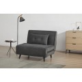 Dizajnové škandinávske rozkladacie kreslo Kurt tmavej sivej farby s menčestrovým poťahom 100 cm 