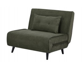 Moderné štýlové olivovo zelené polohovateľné kreslo Kurt s čalúnením z menčestru a čiernymi lakovanými drevenými nožičkami s vankúšom