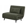 Moderné štýlové olivovo zelené polohovateľné kreslo Kurt s čalúnením z menčestru a čiernymi lakovanými drevenými nožičkami s vankúšom