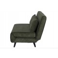 Dizajnové škandinávske rozkladacie dvojmieste kordové kreslo Kurt v olivovo zelenej farbe s čiernymi nožičkami 140 cm