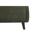 Dizajnové škandinávske rozkladacie dvojmieste kordové kreslo Kurt v olivovo zelenej farbe s čiernymi nožičkami 140 cm