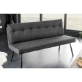 Industriálna trojmiestna sivá lavica Harlow s čalúneným vankúšom a kovovými nožičkami 160 cm