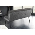 Industriálna trojmiestna sivá lavica Harlow s čalúneným vankúšom a kovovými nožičkami 160 cm
