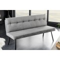 Industriálna svetlosivá trojmiestna lavica Harlow s čalúneným vankúšom a kovovými čiernymi nožičkami 160 cm