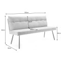 Industriálna svetlosivá trojmiestna lavica Harlow s čalúneným vankúšom a kovovými čiernymi nožičkami 160 cm