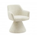 Dizajnové art deco čalúnené otočné kreslo Sonu s celoplošným poťahom zo ženilkovej textílie s výrazným tkaním v krémovej béžovej farbe s opierkami na ruky a kužeľovitou nohou