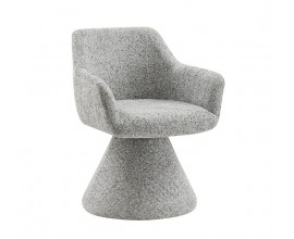 Moderné art deco otočné čalúnené kreslo Sonu s nohou v tvare kužeľa s celoplošným poťahom zo ženilkovej látky v melírovanom sivom prevedení
