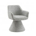 Moderné art deco otočné čalúnené kreslo Sonu s nohou v tvare kužeľa s celoplošným poťahom zo ženilkovej látky v melírovanom sivom prevedení