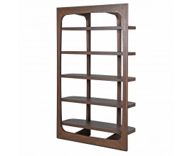 Luxusná moderná knižnica Nordik z masívneho dubového tmavohnedého dreva s piatimi policami 201 cm