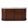 Luxusná rustikálna masívna hnedá kúpeľňová skrinka Amalfia s mramorovou sivou doskou a dvomi umývadlami 179 cm