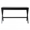 Moderný masívny písací stôl Nero z čierneho jaseňového dreva s prekríženými nožičkami a zásuvkou 130 cm
