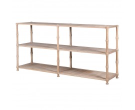 Luxusný koloniálny konzolový stolík Kamila z masívneho dreva so svetlohnedým vrúbkovaným povrchom s bambusovým dizajnom 180 cm