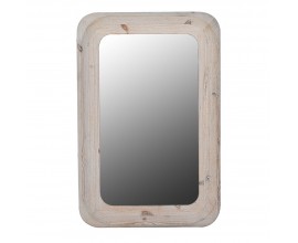 Vidiecke masívne nástenné obdĺžnikové zrkadlo Hely s hrubým rámom z dreva v hnedej farbe so zaoblenými rohmi a viditeľnou kresbou letokruhov