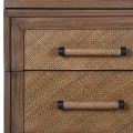Luxusná etno komoda Ratanor z masívneho mindi a bayur dreva so štyrmi zásuvkami v hnedej farbe s ratanovým dizajnom 109 cm