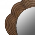 Luxusné koloniálne masívne nástenné zrkadlo Ratanor s vlnkovaným vyrezávaným rámom v hnedej farbe 120 cm